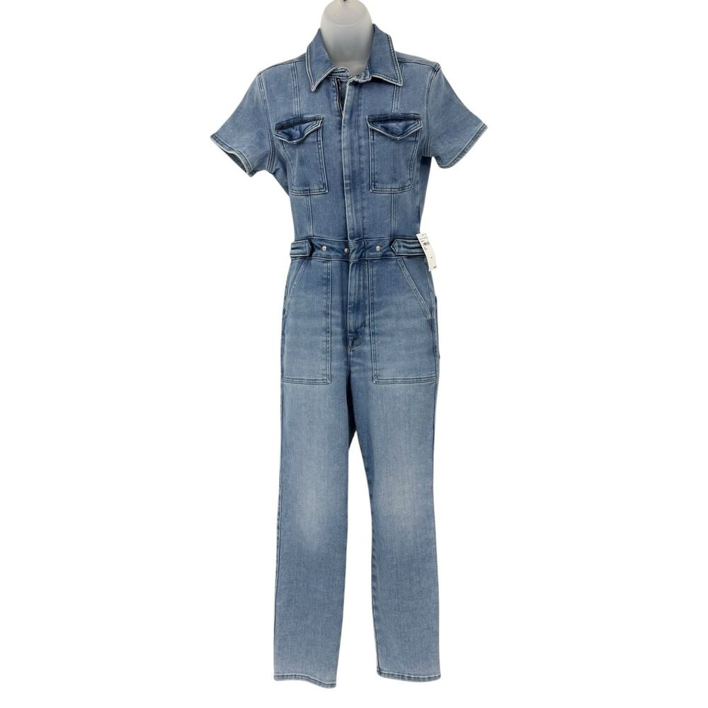 Good American Fit For Success Denim Jumpsuit NWT Medium Utility Chic Blue - Picture 8 of 14